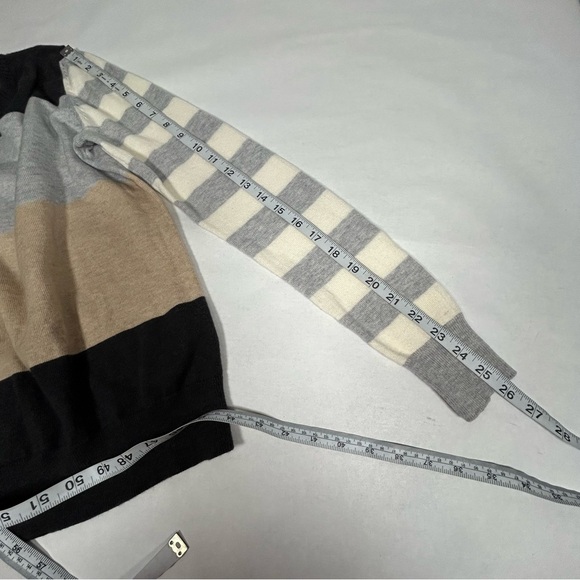 GAP Womens Crewneck Color Block Sweater Black, Gray, and Tan Stripes - Picture 7 of 8